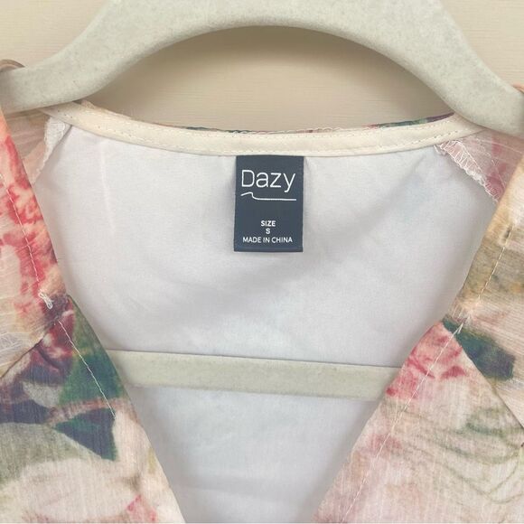 Dazy Subdued Floral Flowy Button Front Midi Dress Small - Picture 5 of 10